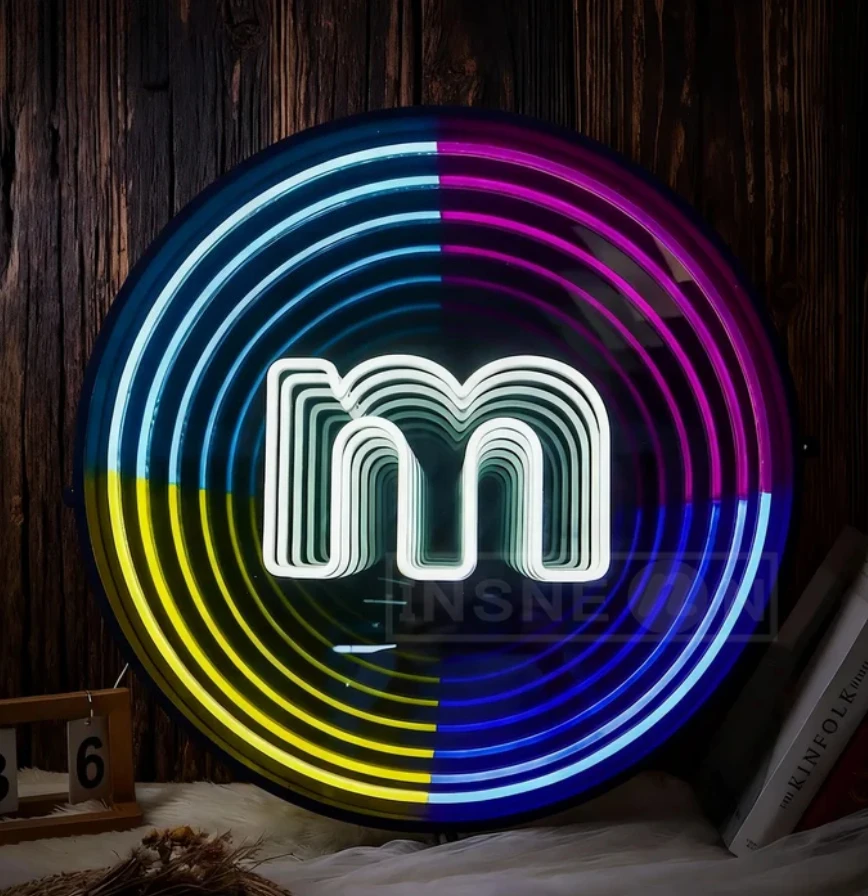 Custom3D إنفينيتي مرآة صندوق إضاءة أكريليك علامة المنزل علامة النيون صندوق شعار لافتات في الهواء الطلق مشرق المعادن الإعلان تصميم شخصي #3