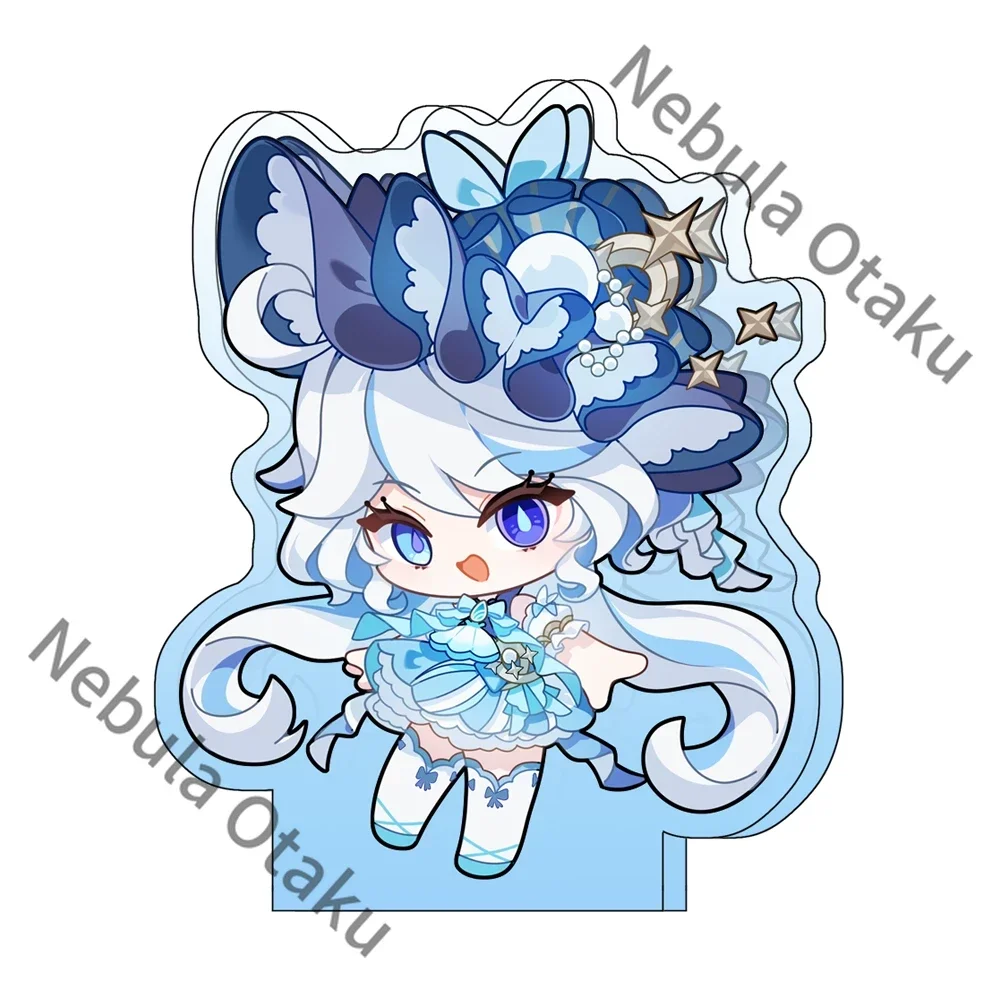 Genshin Impact Furina Mini Standing Sign Double Flash Badge Postcard Laser Ticket Coloured Paper Cosplay Colleagues Souvenir