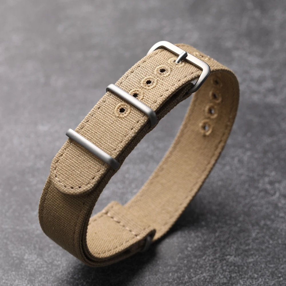 Soft Reinforced Canvas Strap, Waterproof, Sweatproof Dustproof 20MM 22MM, Black Green Khaki Soft Bracelet, Not Nylon Watchband