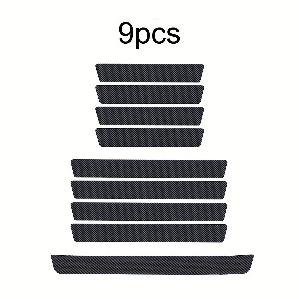 9pcs Carbon Fiber Car Door Sill Protectors: Vinyl Wrap Stickers for Maximum Protection car accessories