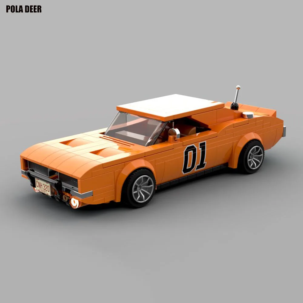 Poladeer 330 шт. MOC General Lee Dodge Charger в стиле ретро, собранный детский игрушечный автобус, мелкие частицы, головоломки, блоки, модель, подарок