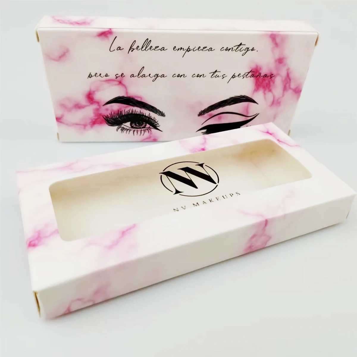 Pink/Purple Lash Packaging Boxes Cluster Eyelashes Boxe Natural Faux Fluffy Mink Eyelashes Packaging Rhinestones False Nail Art