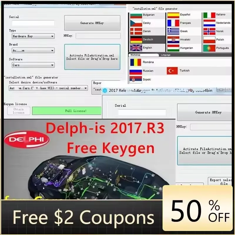 

Горячая распродажа 2024 Delphis 2017 R3 с программным обеспечением диагностического инструмента Keygen Delphi DS-150E для автомобилей и грузовиков obd сканер D-elphi 2017r3