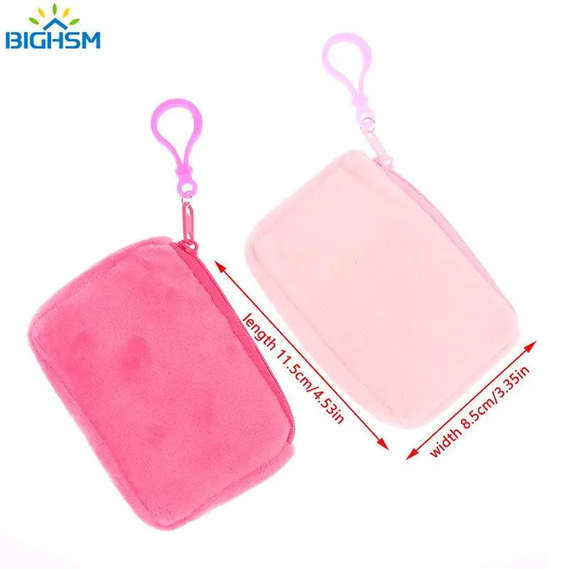 1pcs Cute Candy Color Plush Coin Purse Women Minimalist Square Change Pouch Wallet Headphone Bag Key Holder 11.5x8.5cm