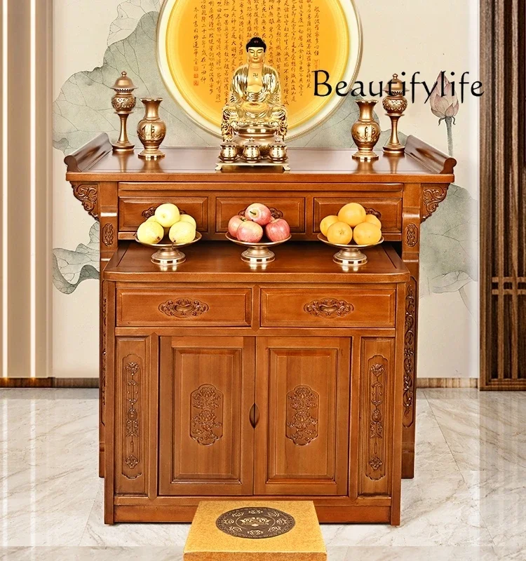 

Solid Wood Altar Buddha Cabinet Household Buddha Shrine Living Room Table Economical Altar Pull Cabinet