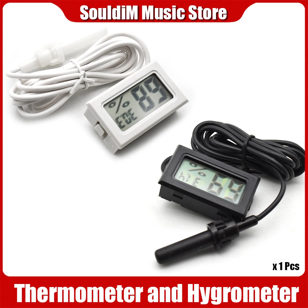 2 in 1 digital guitar LCD display thermometer hygrometer hygrometer - design of wired sensor probe for guitar Yukri