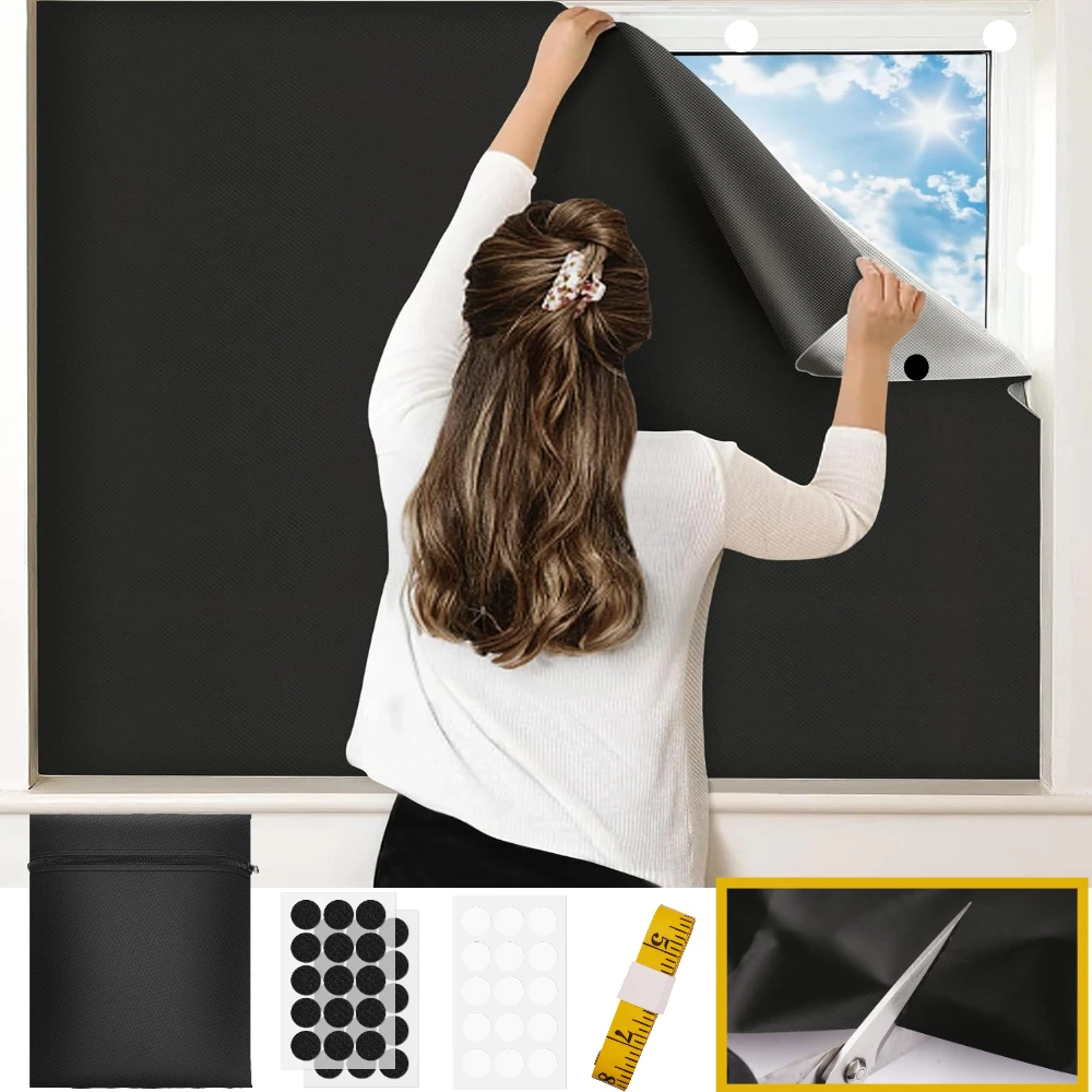 100% Blackout Curtains for Bedroom Portable DIY Window Blinds No Drill Window Shades Blackout Blinds for Travel Dorm Media Room