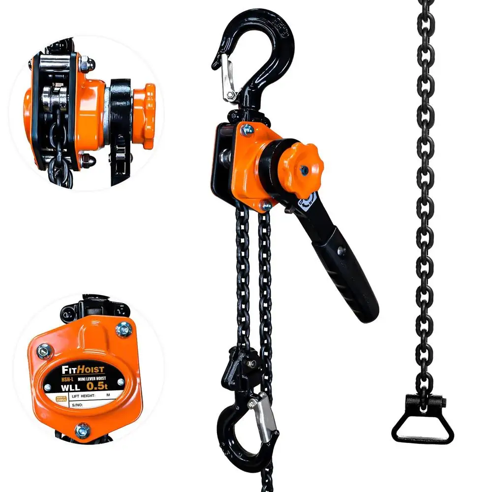 1/2 Ton Mini Lever Chain Hoist 1100Lbs Capacity 20' Lift G80 Chain Ratchet Puller Hoist 2 Heavy Large Load Capacity Upgraded