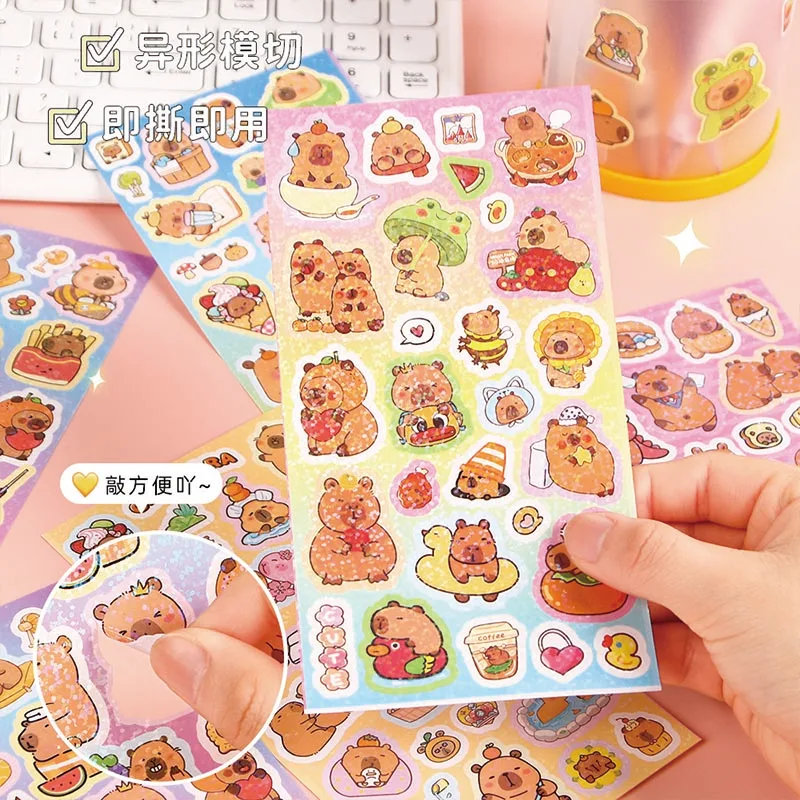 60pcs/lot Kawaii Capybara Stickers Cute Decorative Stationery DIY Sticker Scrapbooking Wholesale Stick Label