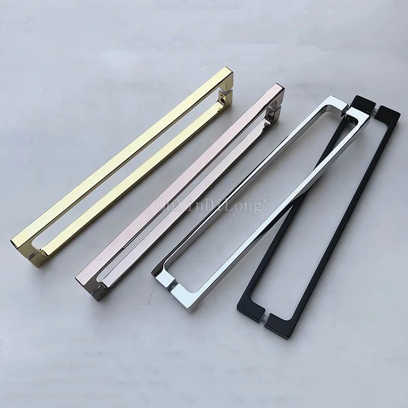 

304 Stainless Steel Solid Base Bathroom Sliding Door Handles Office Building Shop Glass Door Push Pull Handles CC 400/440/500mm