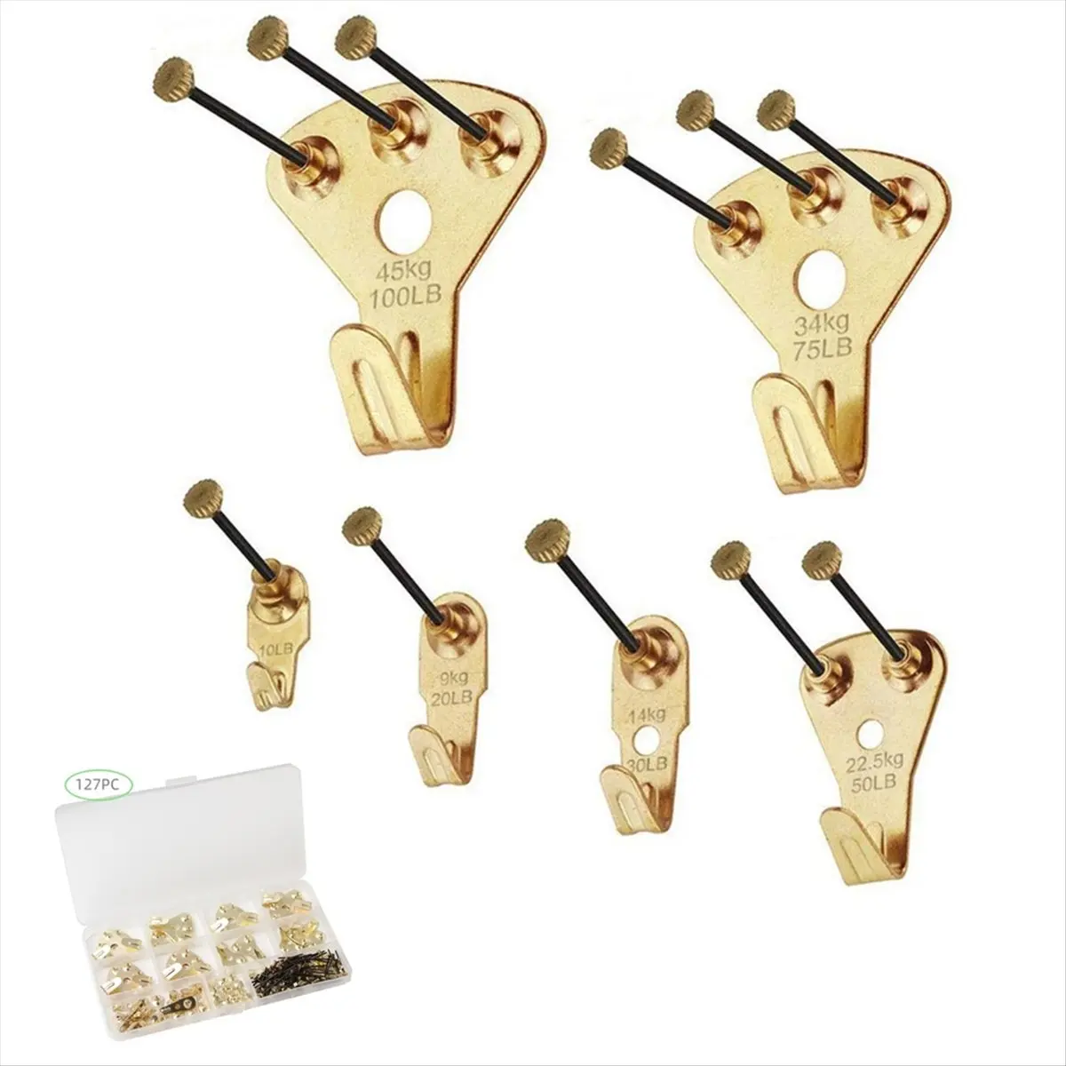 A75K 127Pcs Heavy Duty Picture Hanging Kit with Nails for Wooden/Drywall - Professional Hangers for Canvas, Office Pictures