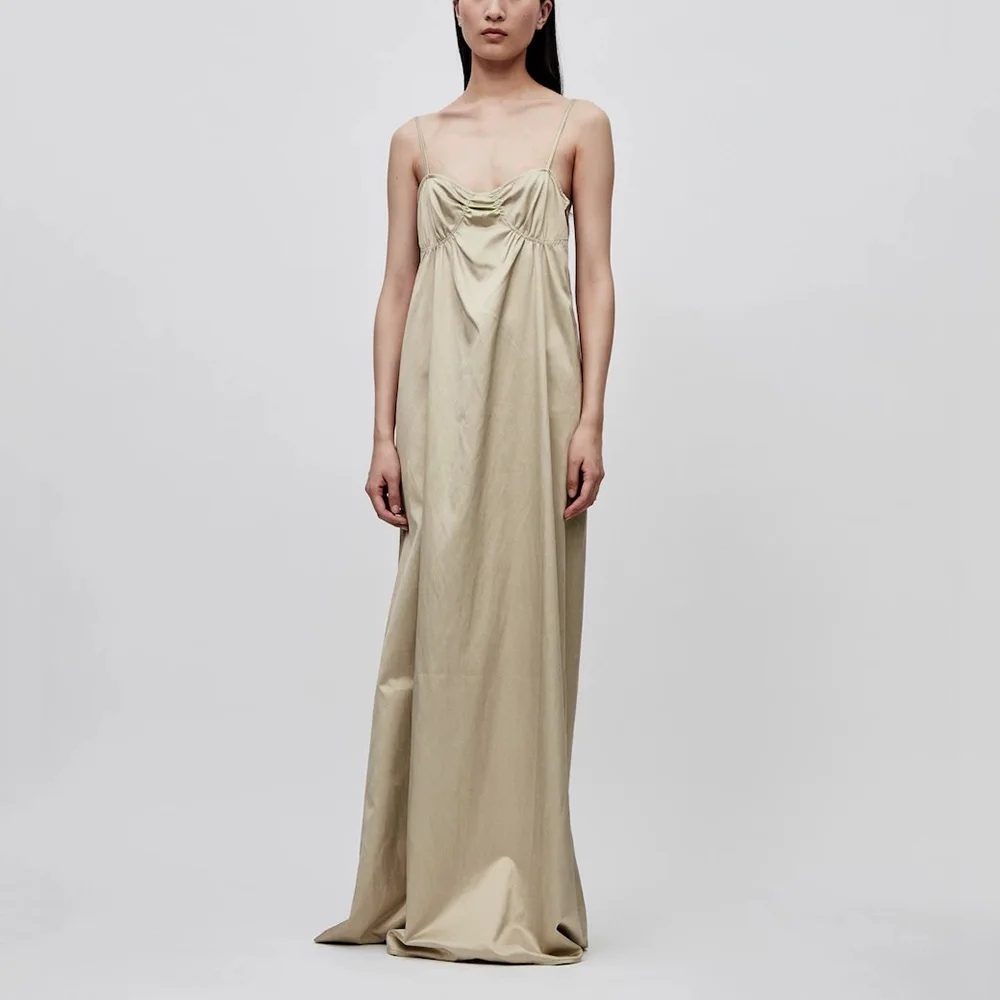 

Silk Blend Women's Dress Y2k Simple Commuter Versatile Temperament Elegant Long Halter Dress 2024 Summer New