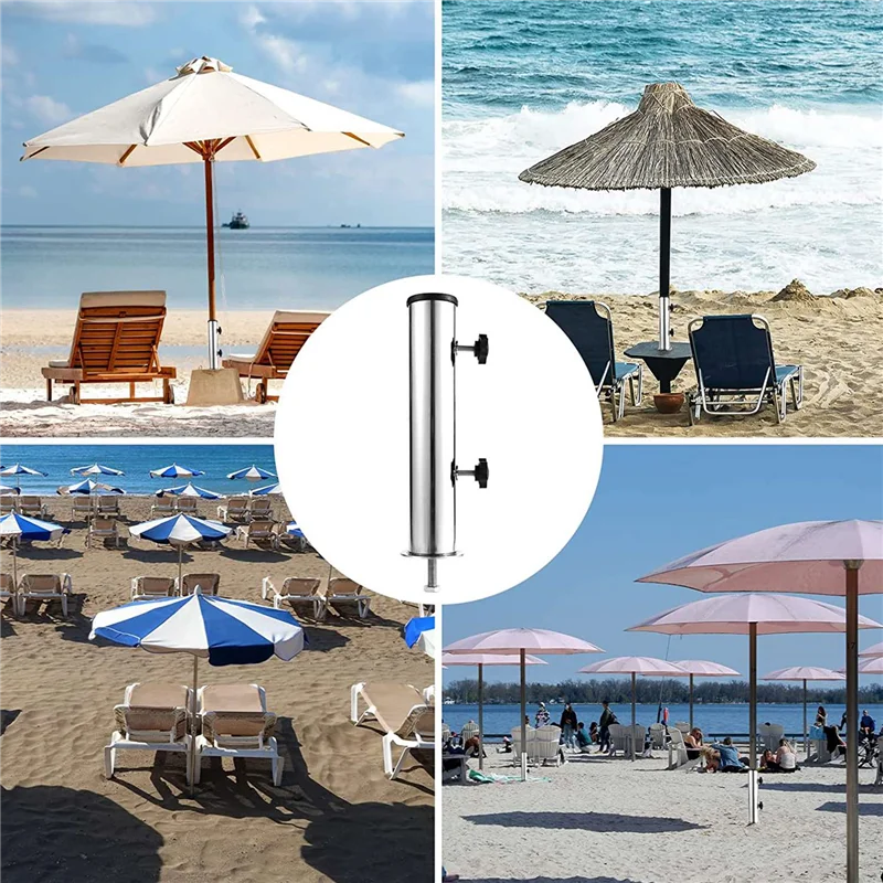 A04I Umbrella Pole Mount Stand Tube Set, Outdoor Parasol Base Holder Insert Pipe Sleeve, for Outside Garden Backyard Balcony image 6