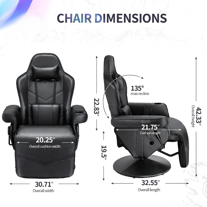 Homall Computer Racing Style Pu Leather Ergonomic Adjusted Reclining Video Gaming Single Sofa Chair with Footrest Headrest