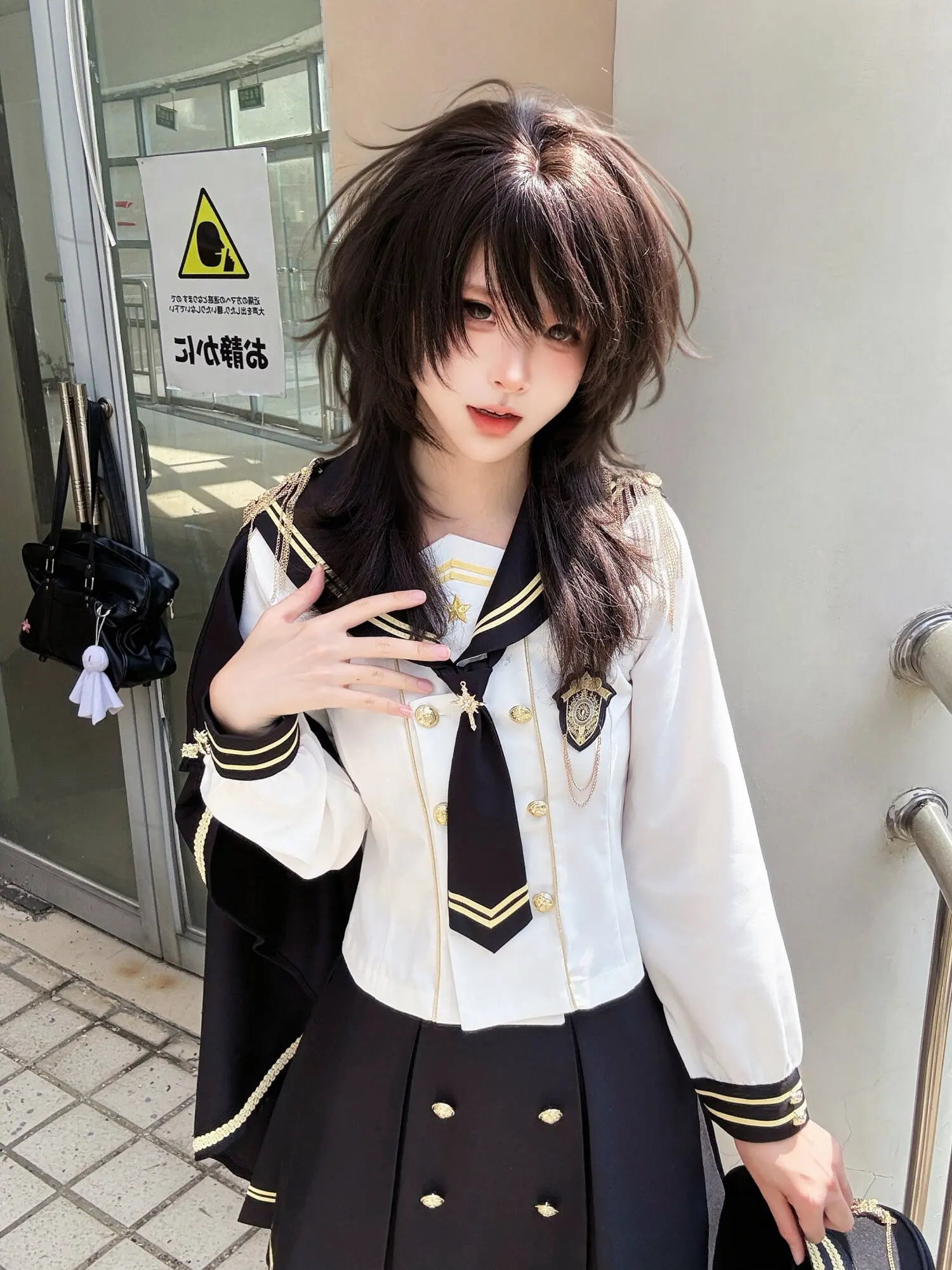 JK Sailor Suit Sweet and Handsome Suit Lolita 3 Piece Set Long Sleeve/ Short Sleeve Top Tassel Cape 39cm/70 Cm Pleated Skirt view 2