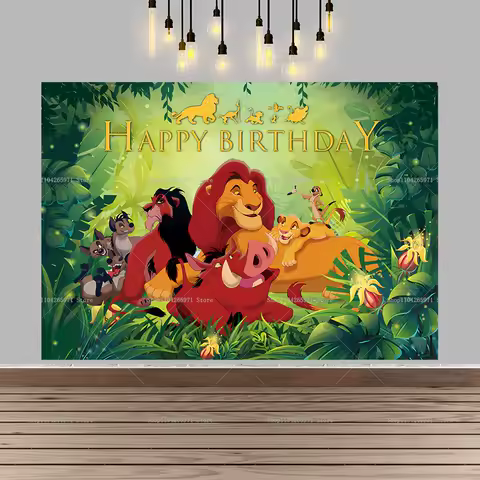 Disney The Lion King Happy Birthday Backdrop Banner Simba Jungle Safari Theme Kids Boys Party Decor Photo Background Supplies