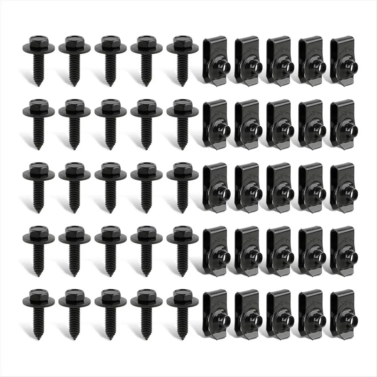 AT16 50 Pcs Body Fasteners - 25 Bolts & 25 U-Nut Clips for , Engine Cover & Splash Shield