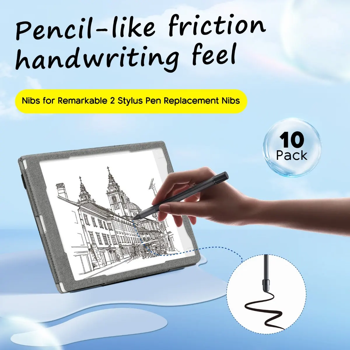 Customer Favorite (10 Pack) Marker Pen Tips/Nibs Replacement Nibs/Tips For Remarkable 2 Stylus Pen (Black)