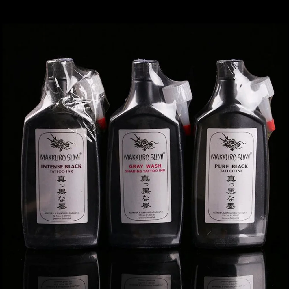 

Free shipping 12OZ Super Black MAKKRUO SUMI Tattoo Outlining Ink supply 360ml/bottle