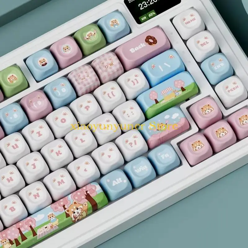 P9JB 135 Key PBT Keycap OQO Profile Key Complete Set Of Cute Panda Spring Dye Sublimation for Mechanical Keyboards