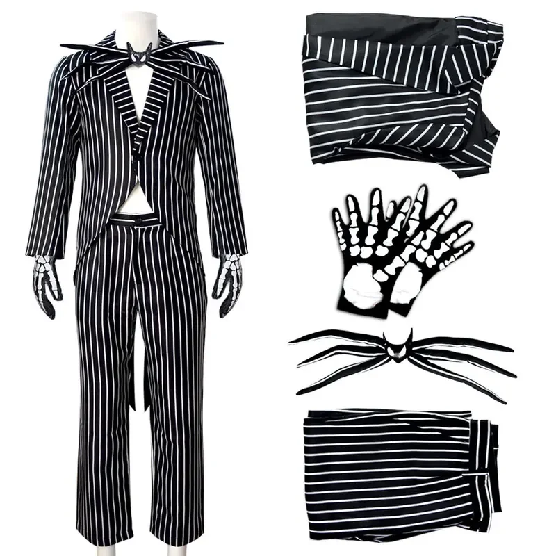 2025 New Eve Horror Cos Dress Skull Jack Men's Full Set Christmas Halloween Clothing abc