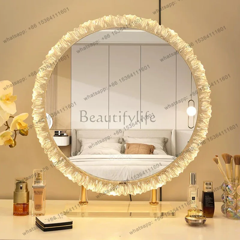 LSLuxury Circle Mirror Decoration Dressing Table Items Modern Wavy Aesthetic Mirror Modern Funky Spiegel Wand Home Decorations