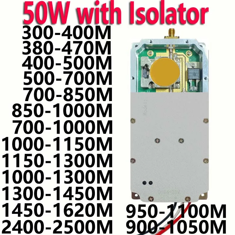 Modul 50W dengan Isolator 300-400MHZ400-500MHZ500-700MHZ700-1000MHZ700-850MHZ850-1000MHZ1000-1300MHZ1150-1300MHZ1450-1620MHZ