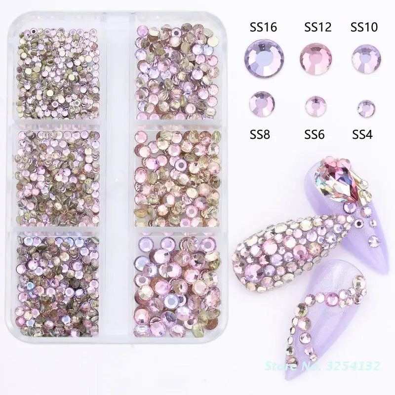 1 Box Crystal Nail Art Rhinestone Gold Silver Clear All Color Flat Bottom Mixed Shape DIY Nail Art 3D Decoration In 6cell Pot