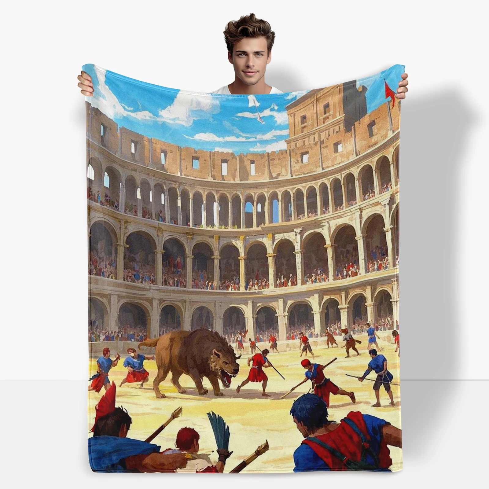 Classic Roman Colosseum Design Blanket Ideal Gift For Loved Ones Celebrating Architectural Beauty