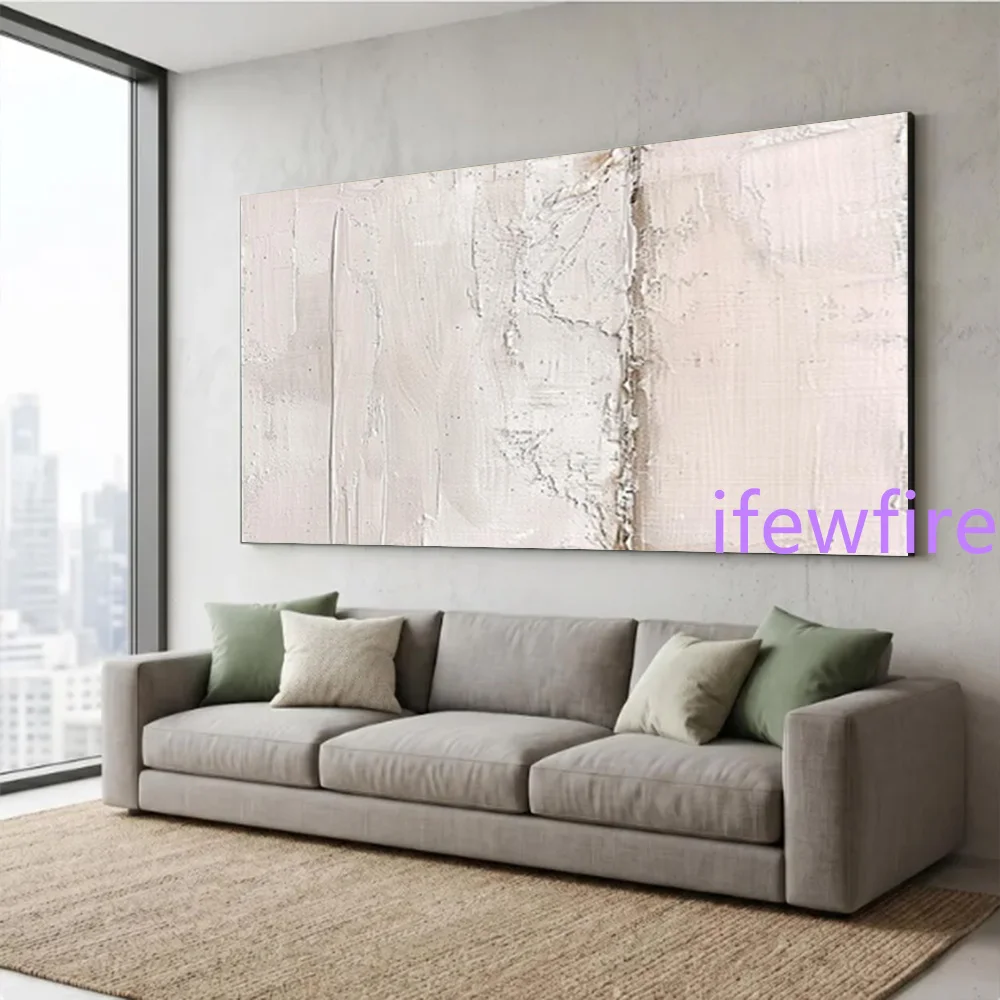 100% Handmade Abstract Oil Painting on Canvas Mural Top Thick Layer Grayish-White Wall Art Picture for Living Room Decor Image