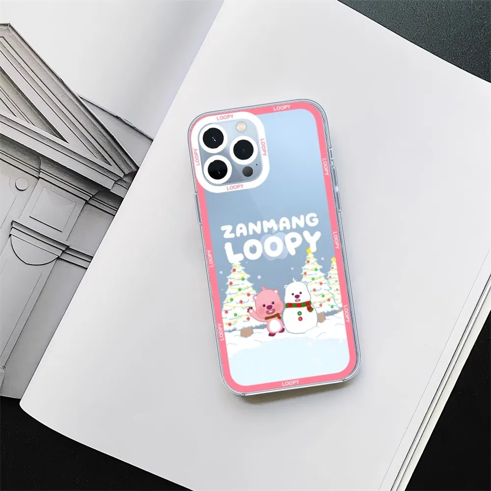 MINISO Cartoon Pororos Cute Loopy Phone Case For iPhone 11 12 Mini 13 14 15 Pro Max Transparent Shell images - 6