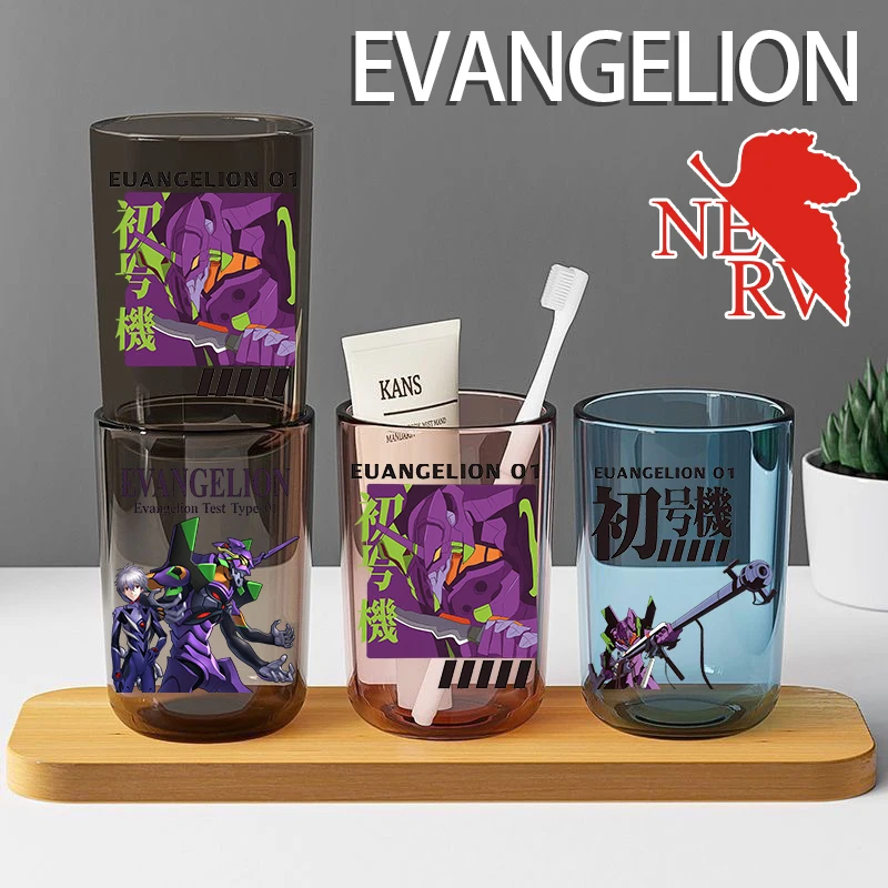 

290ml EVANGELION Toothbrush Cup Bathroom Wash Brush Cups Anime Plastic Mouthwash Couple Transparent Mug Bathroom Accessories
