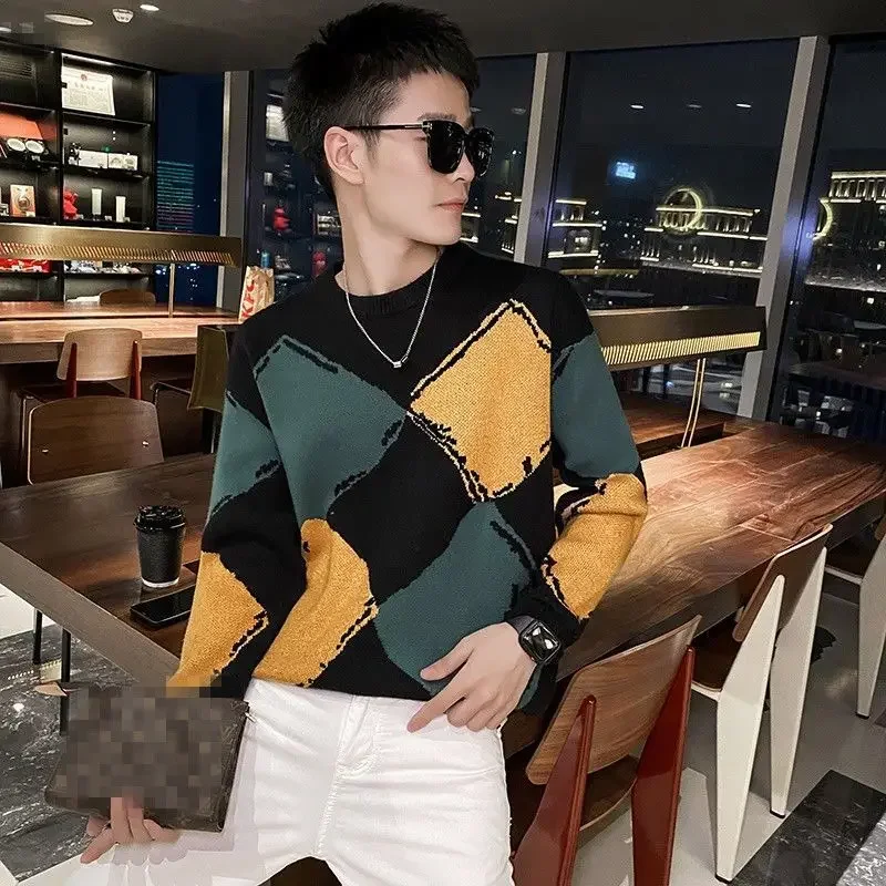 

Knitted Sweaters for Men New In Crewneck Autumnr and Winter Knitwear Round Collar Long Sleeve Streetwear Top Casual Pullover Man