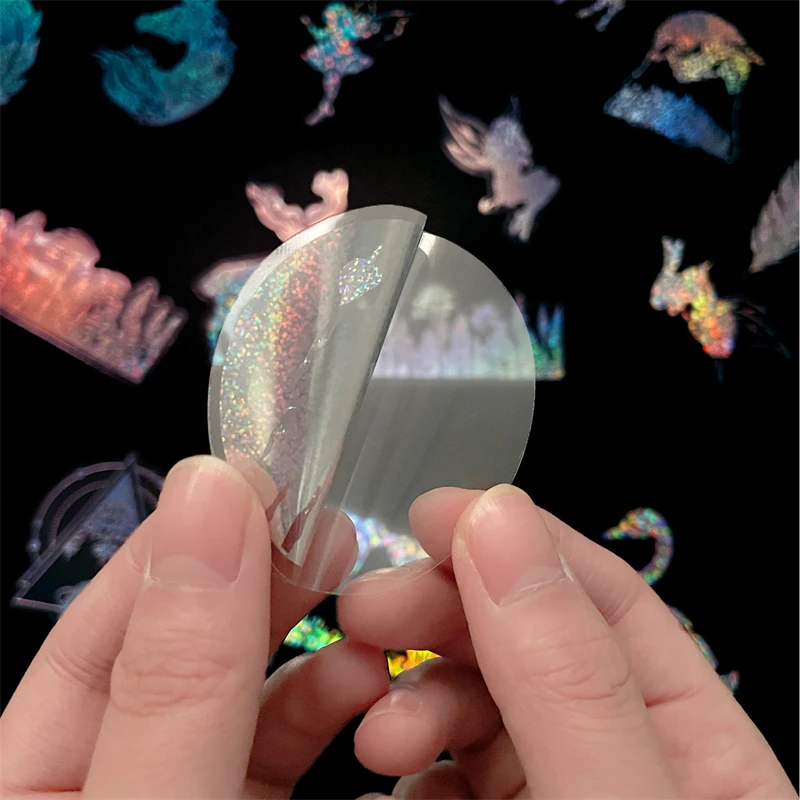 100 Pcs dream forest Shiny Holographic Stickers for Resin Transparent Stickers Glitter Resin Stickers Decorative Stickers