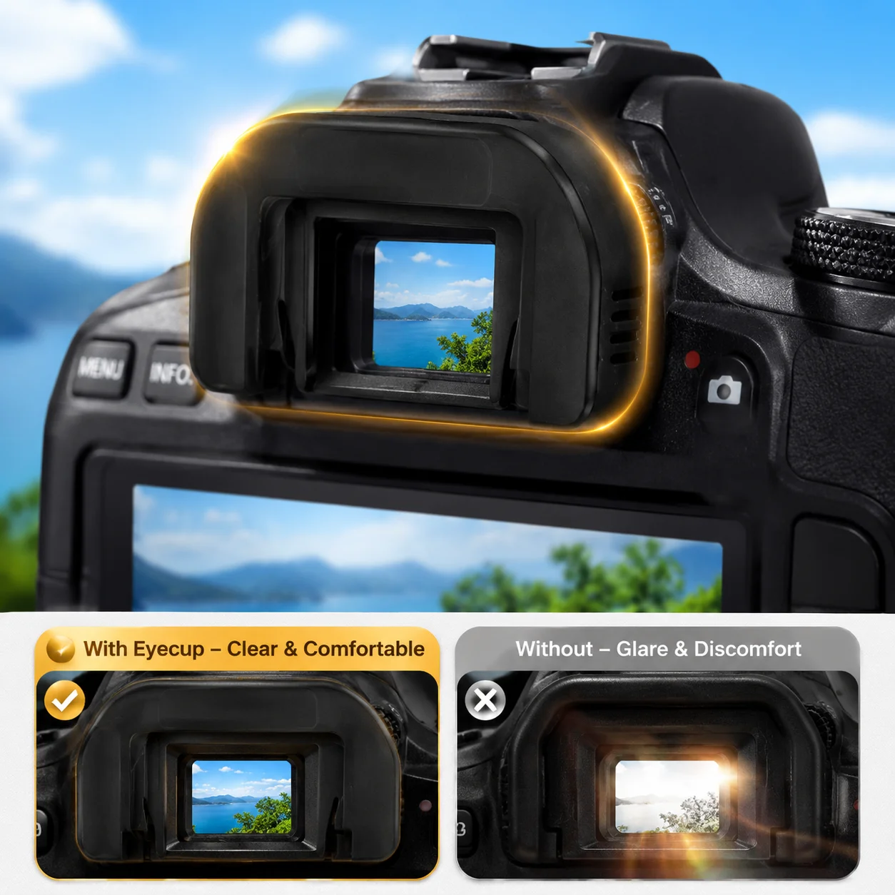 EF Eyecup Viewfinder Cover Soft Silicone Eyepiece Replacement for Canon EOS Rebel T6 T7 T5 600D DSLR Camera Accessories 2Pcs