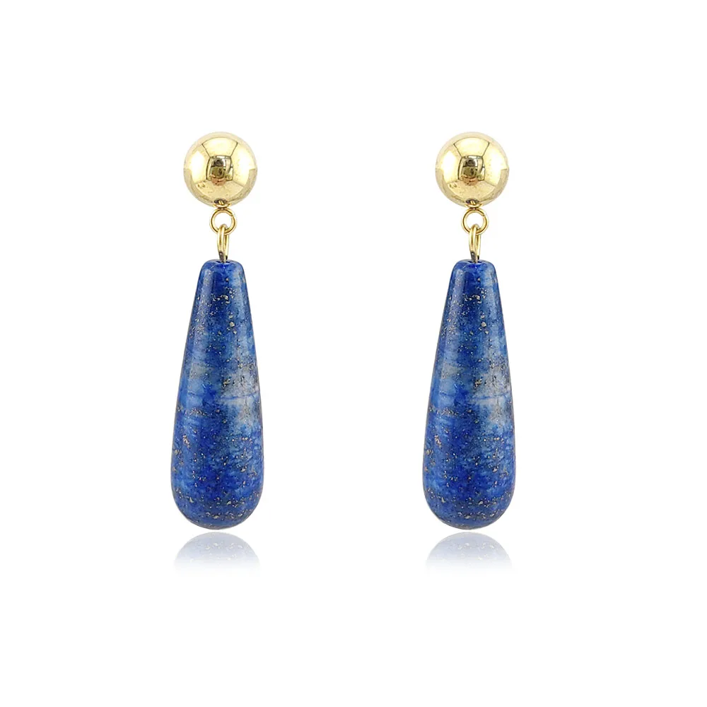 HUIDANG Herbst Neue In Blau Grün Stein Wasser Tropfen Ohrringe Frauen Boucles d'oreilles Edelstahl Pendientes