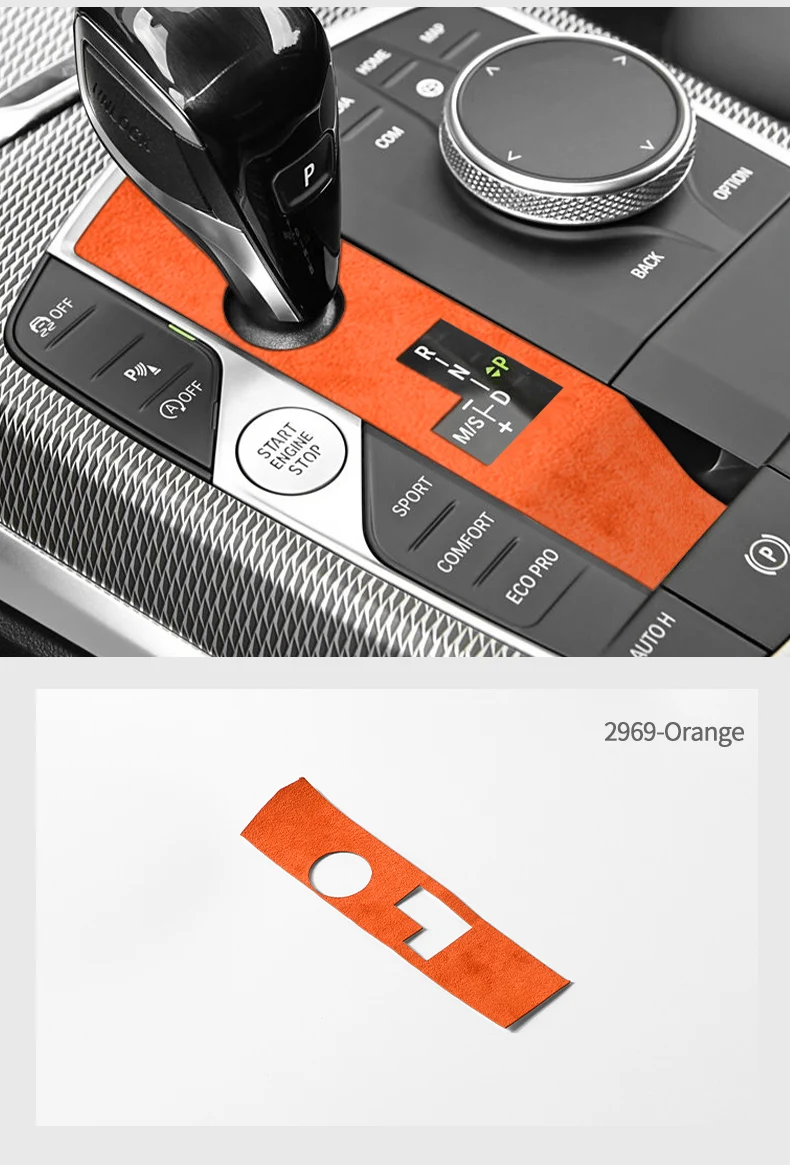 Aus Alcantara Gefertigter Schalthebel-Panelrahmen-Aufkleber für BMW G20 G22 G07 F44 I4 G29 X3 G01 X5 G05 G06, Auto-Innenausstattung Zubehör – Detail 13