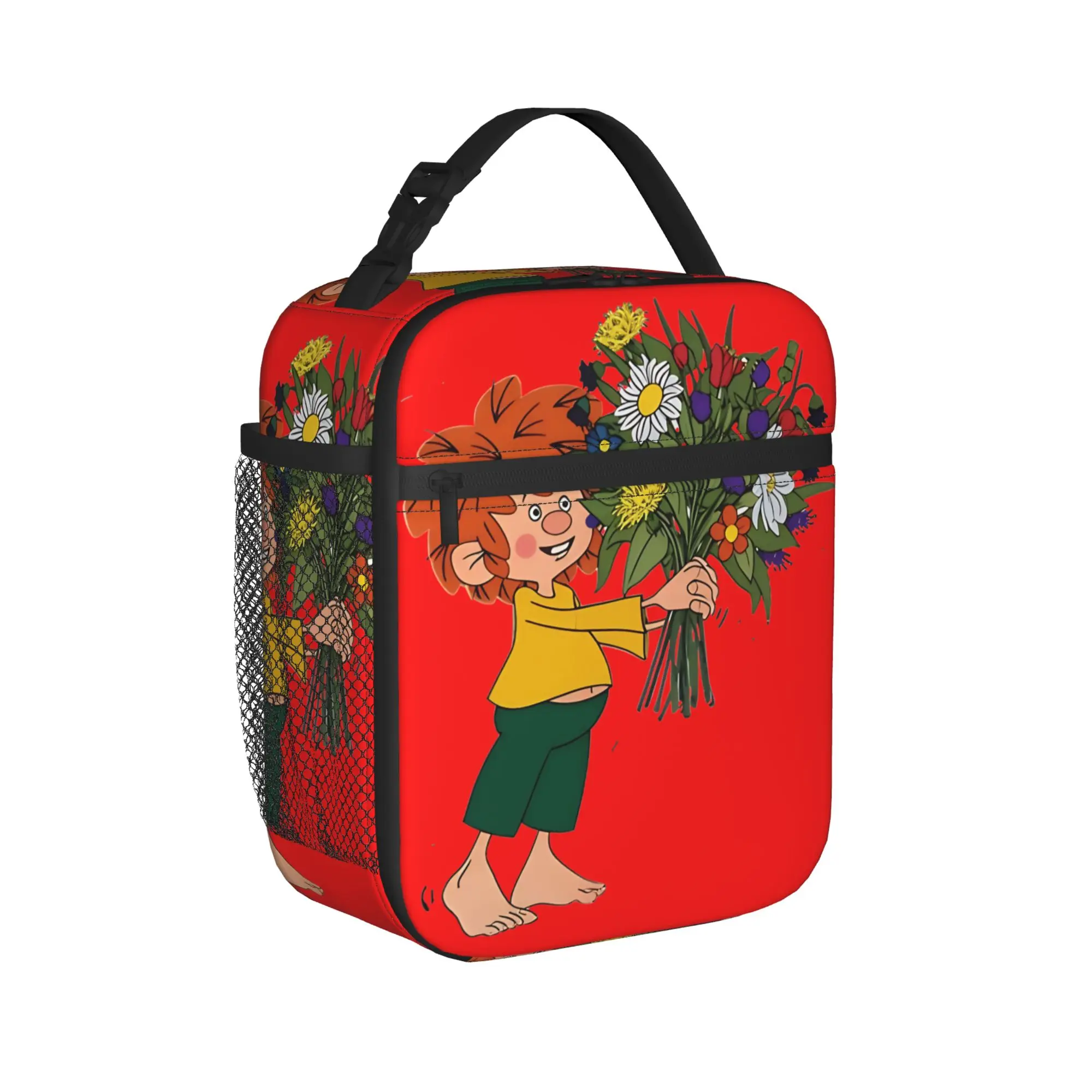 Pumuckl gives a beautiful bouquet of flowers Insulated Lunch Bags Large  Thermal Bag Tote Lunch Box Office  Outdoor Men Women