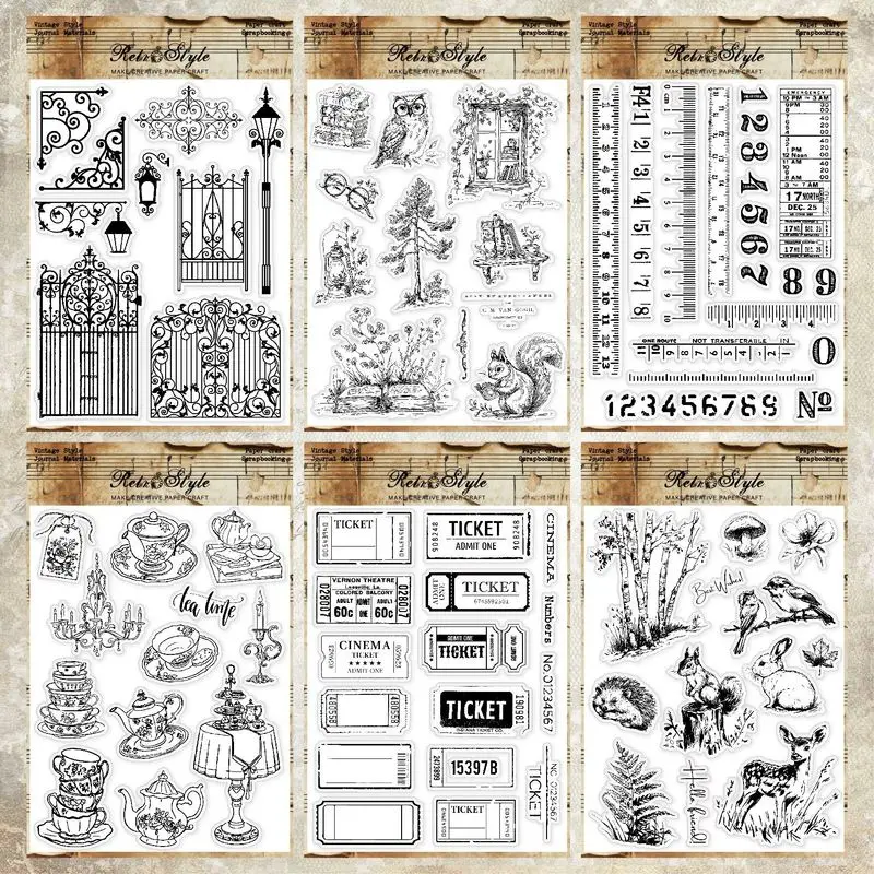 Suncraft Clear Silicone Vintage Basic Background Stamps, Mushroom Pattern Decor Rubber Stamps for DIY Journaling & Scrapbooking