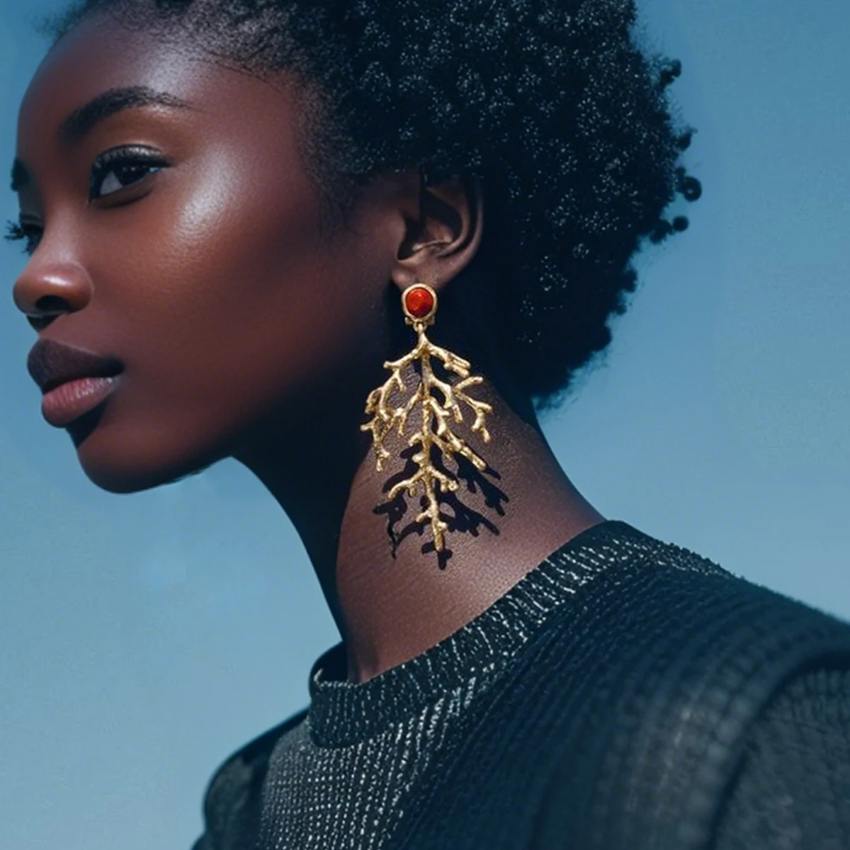 2025 nuevo ZAA 2 uds pendientes de piedra Coral pendientes colgantes de árbol Coral a prueba de óxido Metal Color dorado joyería de personalidad de moda