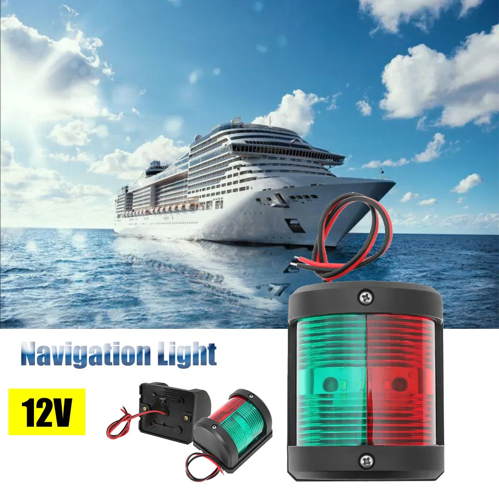 Red+Green Dual LED Navigation Light for Marine Boat Hardware Waterproof Sailing Signal Lamp for Pontoon Power Boat and Skiff 1pc