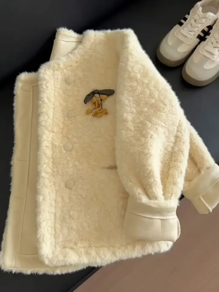 

Милое милое женское свободное утягивающее шерстяное пальто цвета хаки, высококачественный модный топ, длинный свеч, круглый Ne, на одной пуговице