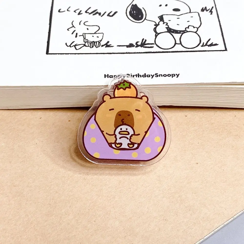 

Зажим для заметок с мультяшной капибарой, прозрачный декоративный акриловый зажим для бумаги, милый зажим из полипропилена с мультяшными хурмами