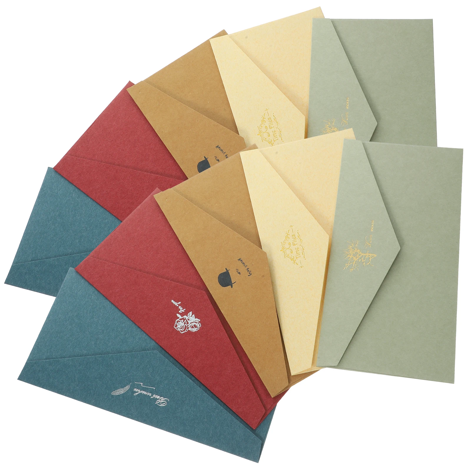 

10pcs 10 Colorful Foil Envelopes Retro Style Kraft Simple Design Invitation Letter Use Solid Colors Blessing Cards
