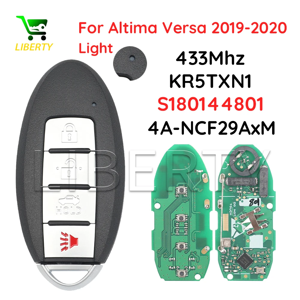 

Liberty S180144801 Smart Car Remote Key For Nissan Altima Sentra Versa 2019 - 2020 433MHz AES 4A Chip Fob 285E3-6CA1A KR5TXN1