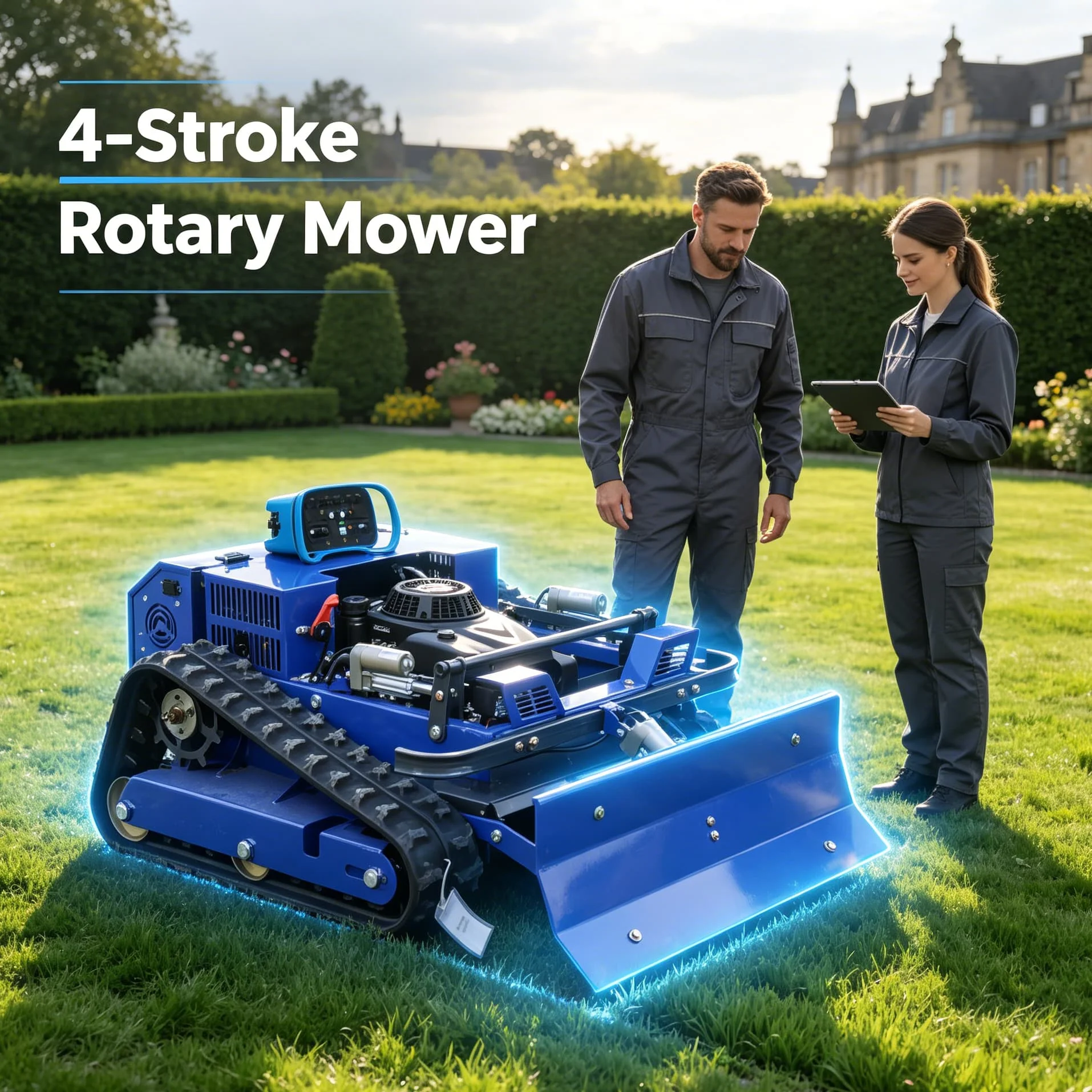 Customized RC Intelligent Lawn Mower, self-propelled Flail Mower Built With Stable Anti-slip Crawler Chassis Structure
