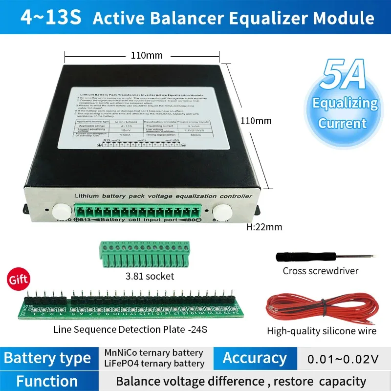 5A 8A Active Balance Li-ion LiFePo4 Equalizer Balancer 4-24S BMS Battery Pack Storage Energy Transfer Capacitor view 8