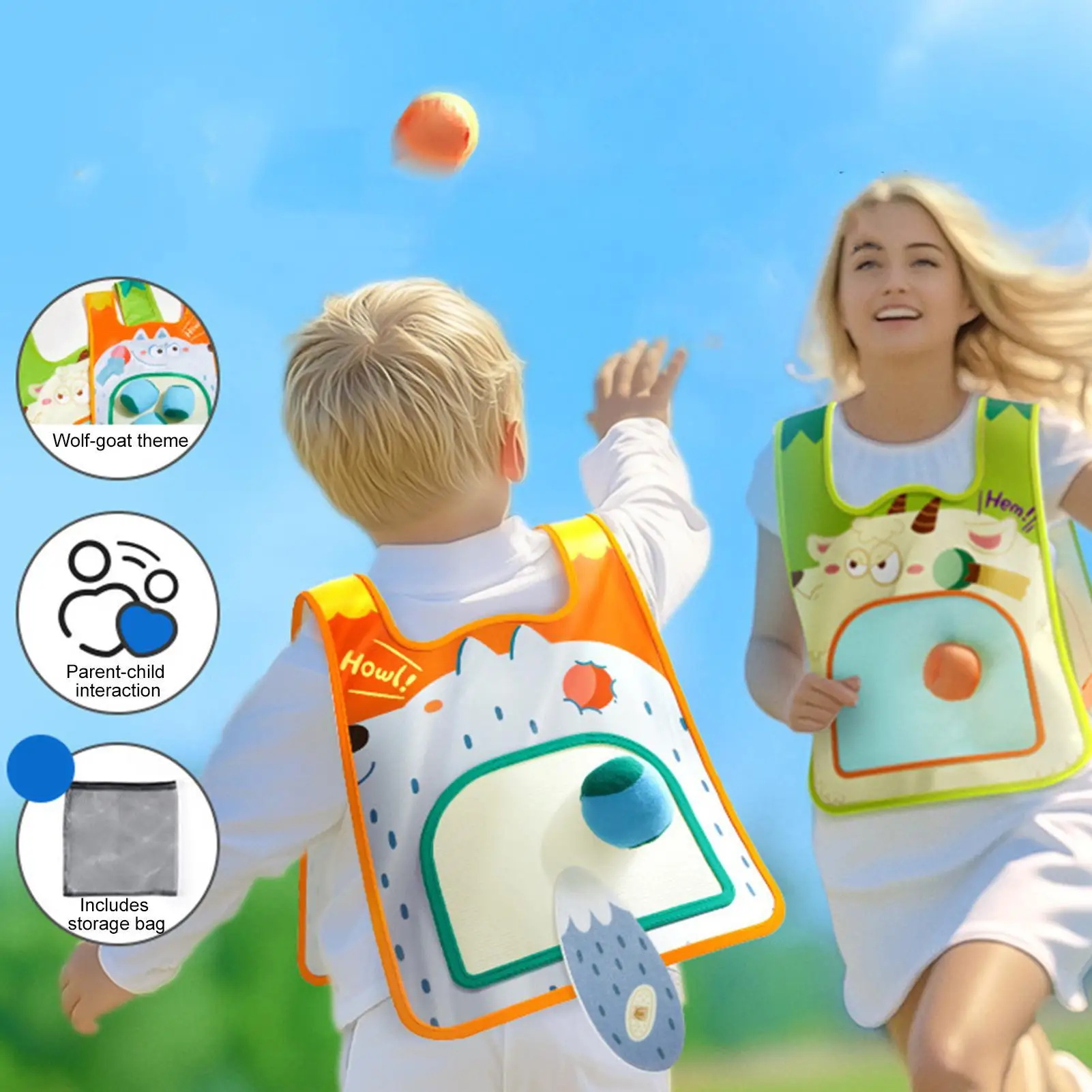 ชุดเกมโยนจับลูกบอล ของเล่นเสริมพัฒนาการ ลูกบอลเหนียวสำหรับเด็ก เกมโยนสำหรับเล่นกลางแจ้ง สนามหญ้า ชายหาด ริมสระน้ำ และตั้งแคมป์
