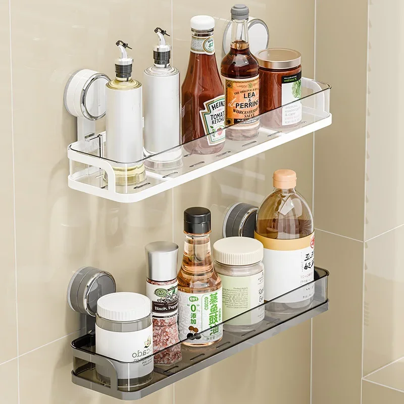 

Suction cup seasoning rack Wall-mounted non-punching household oil, salt, sauce and vinegar condiments storage rack