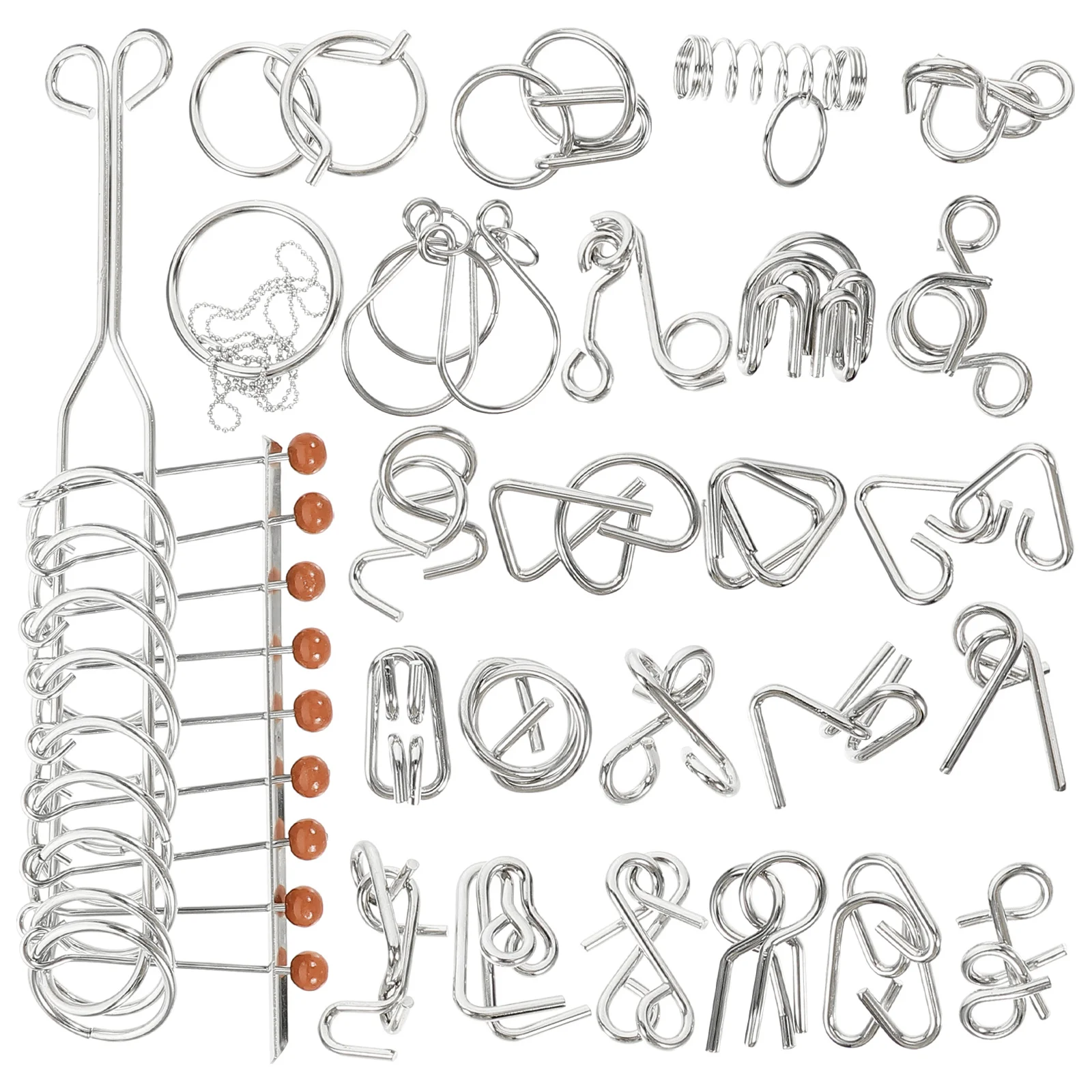 25Pcs Nine Ring Interlocking Brain Teaser Set Advanced Challenge Educational Metal Wire Puzzle Gift Nine Ring Interlocking Sets